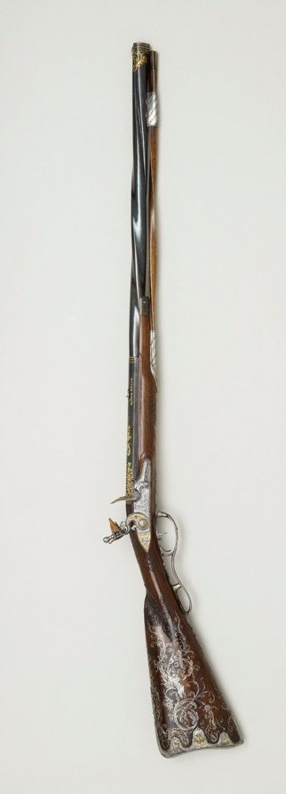 flintlock rifle with a twisted barrel and heart shaped bore (1765)