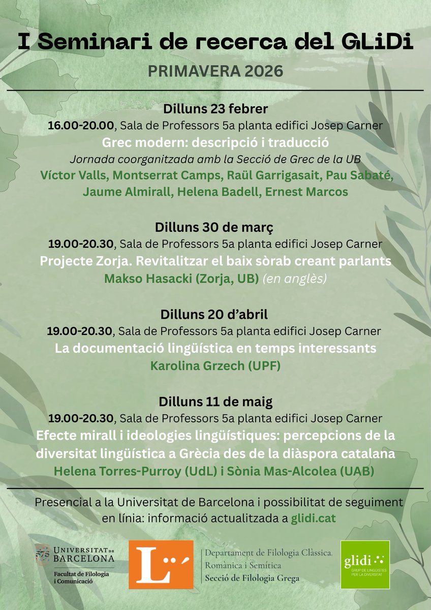 glidiUB's tweet photo. 🎀Inaugurem el primer seminari de recerca del GLiDi! Aquesta primera edició comptarà amb 4 sessions durant tot el segon semestre. Hi esteu tots convidats!  

🖱️https://t.co/SmMn62LVQc https://t.co/IRHC3tNbuq