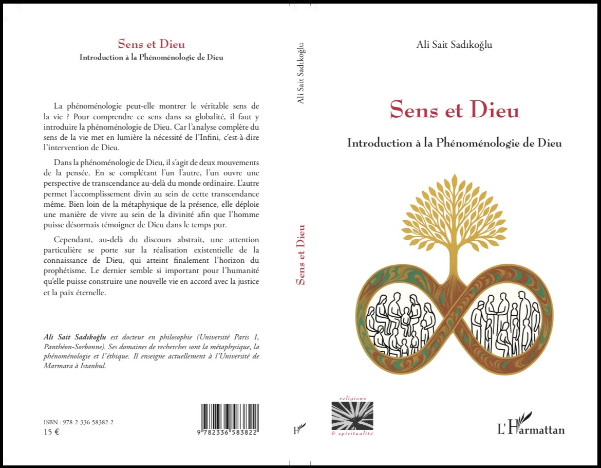 Bölümümüz hocalarından Dr. Öğr. Üyesi Ali Sait Sadıkoğlu'nun Sens et Dieu: Introduction à la phénoménologie de Dieu (Anlam ve Tanrı: Tanrı Fenomenolojisine Giriş) adlı telif kitabı Fransa Paris'te L'Harmattan yayınları tarafından yayınlanmıştır.