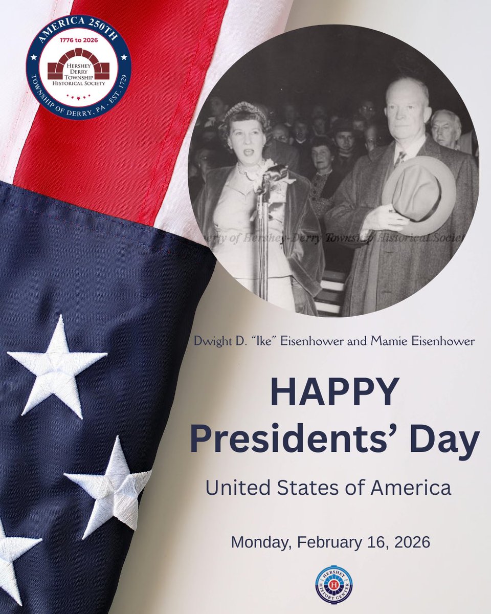 On this Presidents’ Day, 🇺🇸 we look back to October 13, 1953, when Dwight David “Ike” Eisenhower celebrated his 63rd birthday and first birthday as President of the United States in Hershey with his wife Mamie. #PresidentsDay #hersheyhistory
