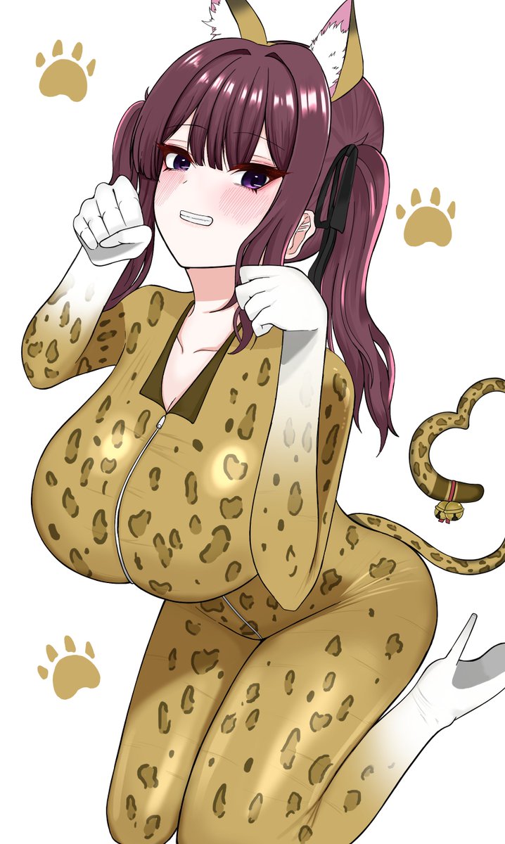 2_d_runs's tweet image. 夏色花梨「ヒョウ柄キャットスーツよ！こういうのも好きなんでしょ？」