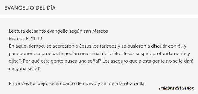 Lectura del Santo Evangelio según San Marcos 8, 11-13 vía <a href="/VaticanNews/">Vatican News</a> 

Lunes #16Febrero 6ª semana de tiempo ordinario.

#Biblia #PalabraDeDios #Evangelio #SantoEvangelio #EvangelioDelDia #EvangelioDeHoy #LecturaDelDia #LecturaDeHoy #FelizLunes #16Feb

Lunes de Carnaval.

❤️🔁