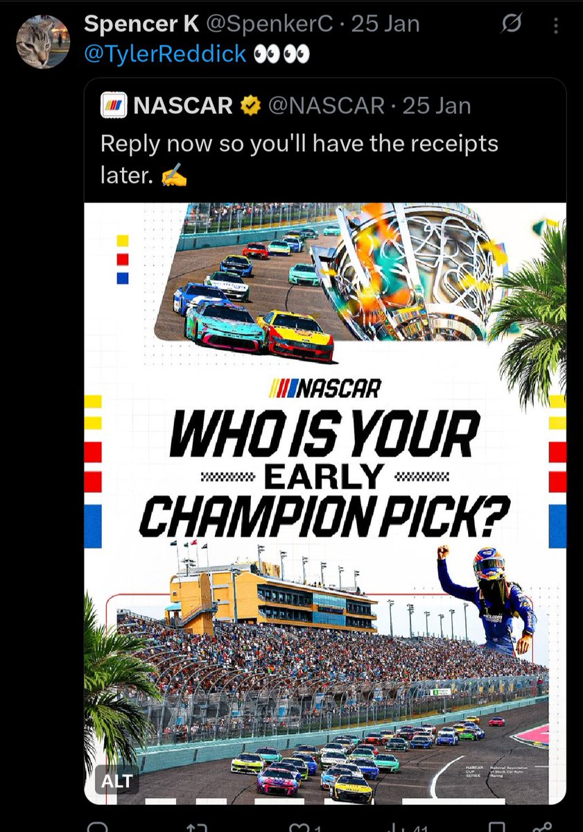 I mean there's a long way to go but what a start for Reddick!!

Prove me right bud! <a href="/TylerReddick/">Tyler Reddick</a>