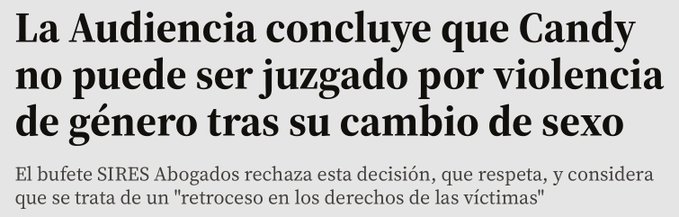 <a href="/gpscongreso/">PSOE Congreso</a> <a href="/victorg91/">Víctor Gutiérrez</a> Aquí una de esas "personas trans" protegida y dignificada. Cándido, maltratador con antecedentes, muta a Candy y se libra del delito. No es magia, es la ley trans. Esto es lo que tratas de ocultar mientras celebras?