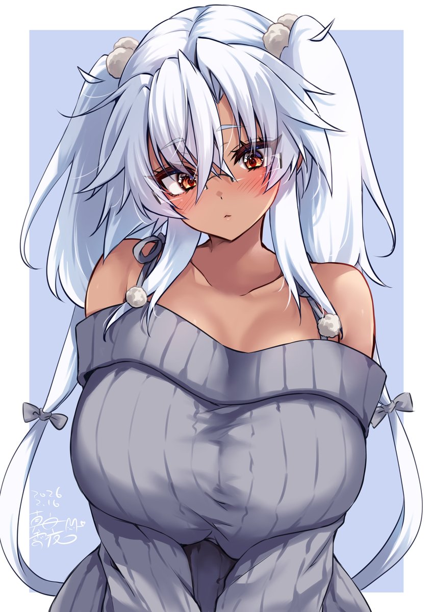 オフショルニットも可愛いね武蔵しゃ( ˘ω˘ )✨ 