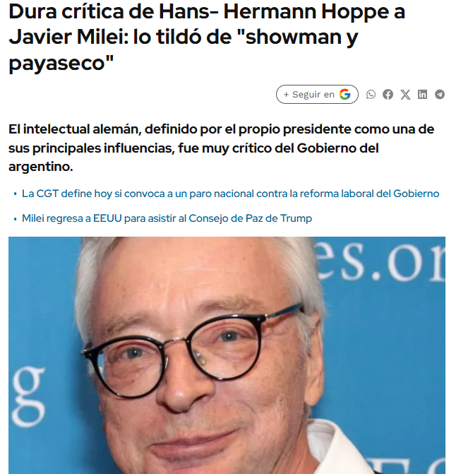 <a href="/carolina_moine/">Carolina Moine</a> <a href="/JMilei/">Javier Milei</a> LAS IDEAS DE MILEI SON MALAS
No lo decimos nosotros, lo dice el ídolo de Milei que lo ve como un payaso
