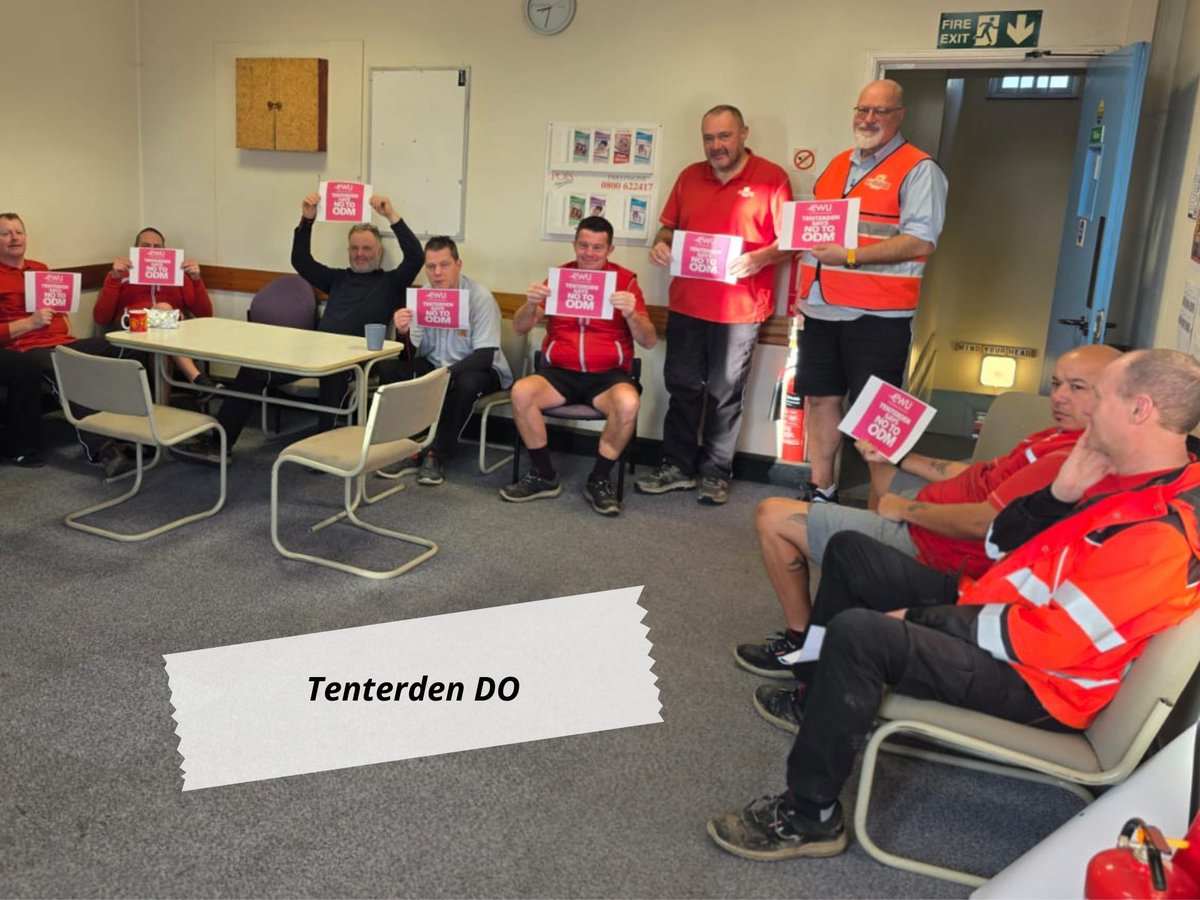 CWUnews's tweet photo. More from USO pilot offices where members have recently united at workplace meetings to share their views on the current delivery model. The clear message from the floor is that there are significant issues with Royal Mail’s proposed Optimised Delivery Model (ODM). 

📍 Stoke Newington DO
📍 Trowbridge DO
📍 Tenterden DO
📍 Melton Mowbray DO

💌 #RMCampaign26