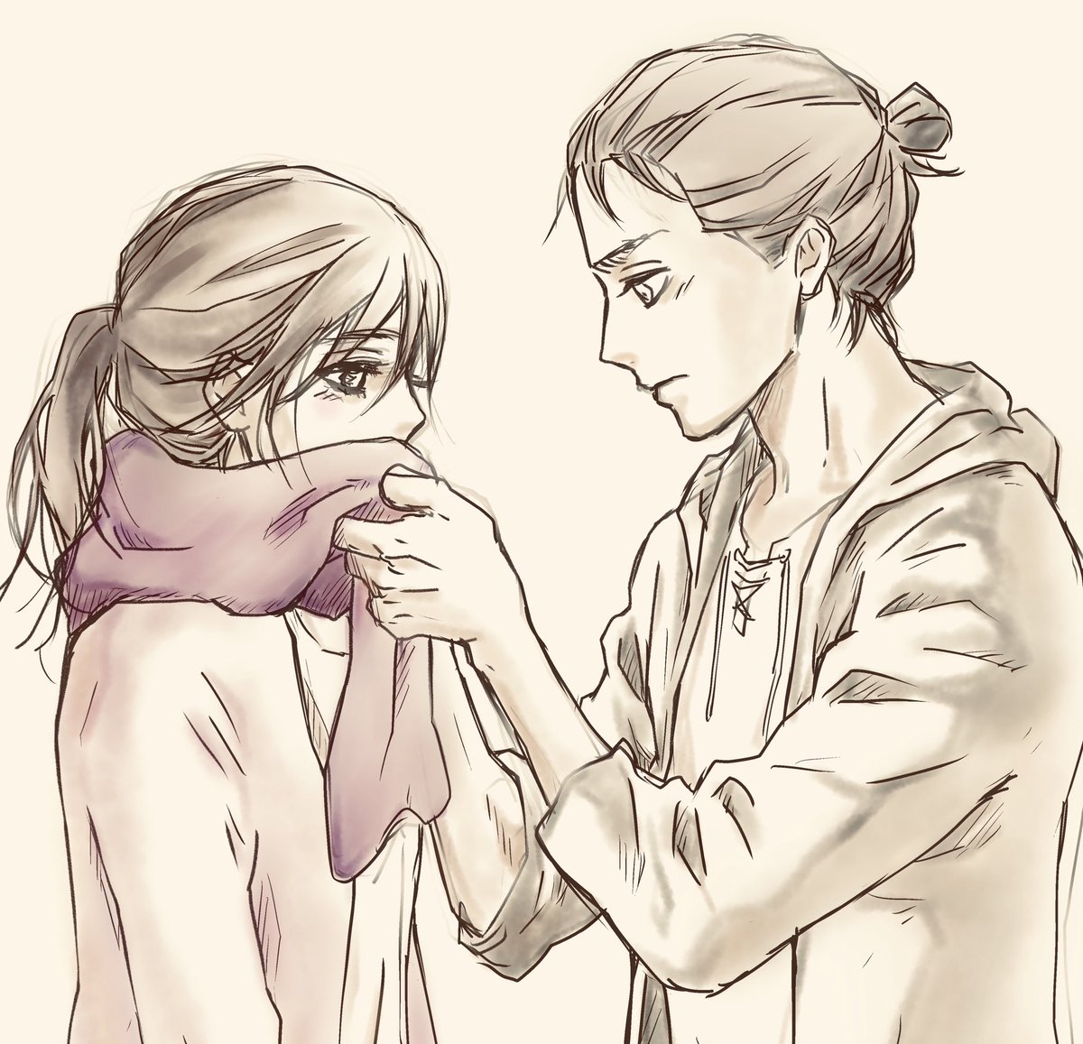 Eren &amp; Mikasa illustration by Hajime Isayama’s former assistant 🧣