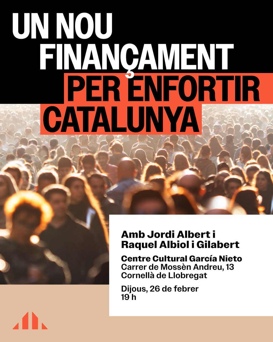 🤔 Vols saber-ne més del nou model de finançament?

🗣 El pròxim 26 de febrer, a partir de les 19 h, <a href="/raquel_albiol/">Raquel Albiol</a> conversa amb <a href="/Santandreuenc/">Jordi Albert</a> al Centre Cultural García Nieto.

👋 T'hi esperem!