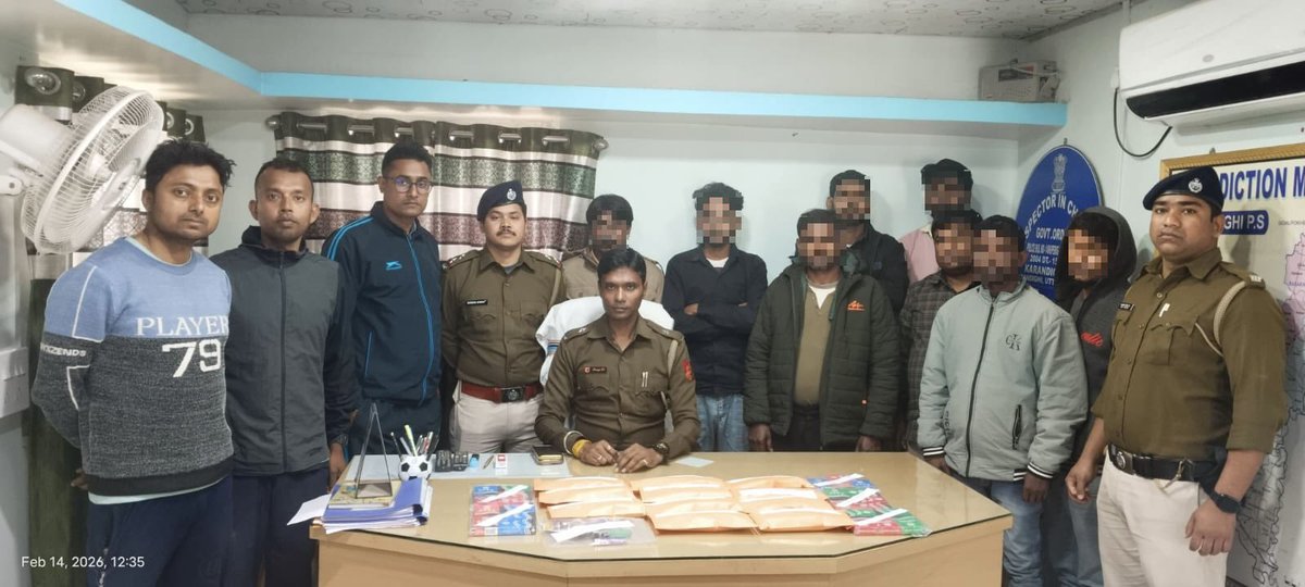 On 14.02.2026,acting on credible source information,Karandighi PS conducted a raid at Keshobpur, Lahutara-1 under its jurisdiction.08 accused persons were arrested and ₹10,80,750 was seized along with playing cards,lighters, and other items. Further investigation is in progress.