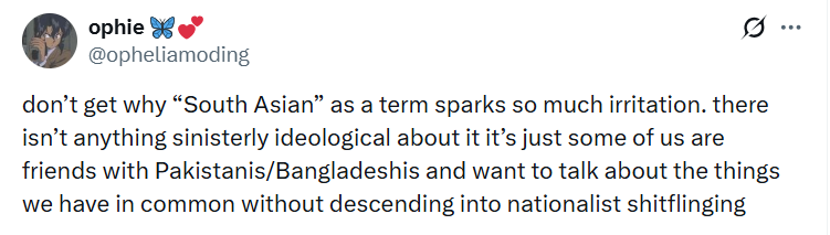 LOL... Ignoratio elenchi! I've close friends in Austria, UK, Australia... We don’t feel it necessary to invent fake labels to place ourselves in artificial groups. Wanna-be Pakis like this marooon <a href="/opheliamoding/">ophie 🦋💕</a> wants to force fake identity on others 😀 #IndiansAreNotSouthAsians