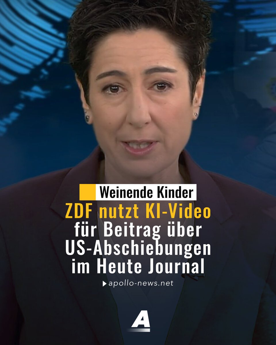 Für einen Anti-ICE-Beitrag nutzte das ZDF am Sonntag einen Clip, der eine Abschiebung von Eltern vor den Augen ihrer Kinder darstellen sollte. Doch das Video ist KI-generiert. Dabei warnte Hayali noch in der Anmoderation vor gefälschten Bildern.

apollo-news.net/zdf-nutzte-ki-…