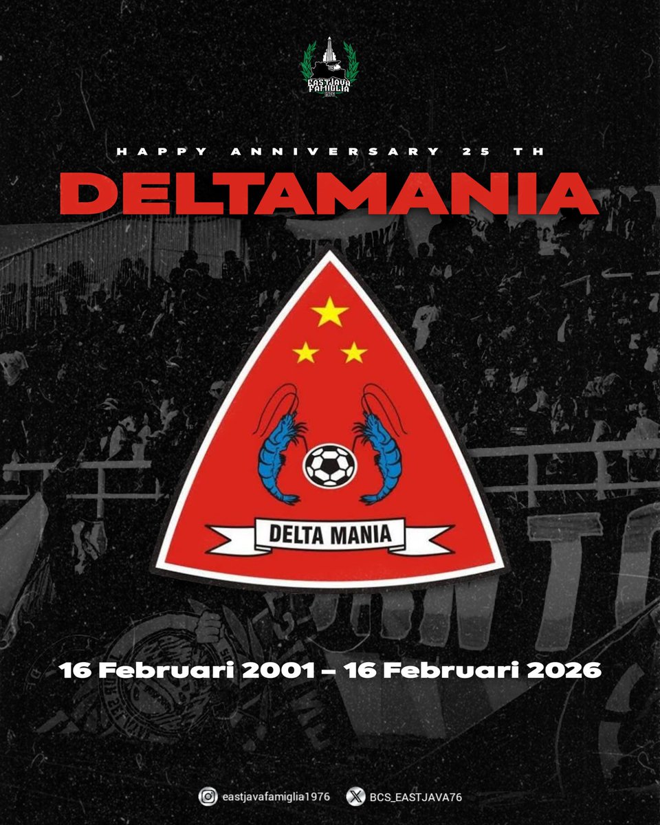 Selamat seperempat abad. Delta Mania!✊
Jabat erat seduluran Sleman Sidoarjo 🤝🫂

<a href="/DeltamaniaId/">Deltamania Sidoarjo</a> <a href="/DELTAMANIAREDZ/">DELTRAS DELTAMANIA</a> <a href="/southsector1989/">South Sector Deltamania</a>
