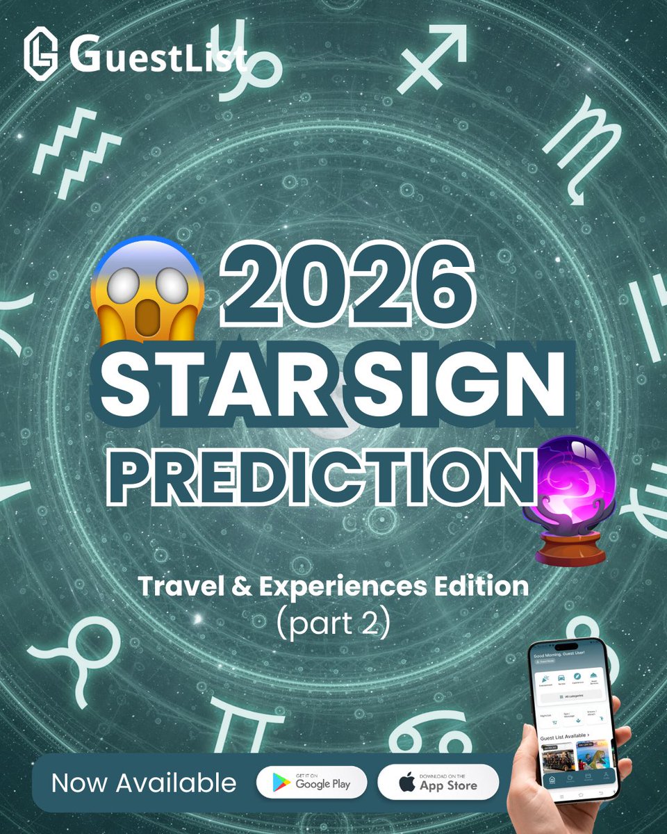 guestlistid's tweet photo. Your 2026 plans are written in the stars ✨
Your zodiac energy is shaping how you travel, explore, and experience Bali this year.

Nightlife or in-room services.
Curated experiences or soulful wellness.
However your sign moves, there’s a Bali version of it waiting. https://t.co/xQ4zIUAP40