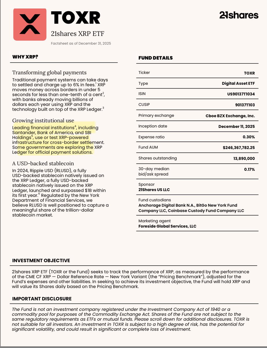 ‼️21SHARES: “FINANCIAL INSTITUTIONS LIKE BANK OF AMERICA — AND EVEN GOVERNMENTS — ARE ACTIVELY EXPLORING XRP-POWERED PAYMENTS ‼️

“Leading financial institutions including
Santander, Bank of America, and SBI Holdings USE OR TEST XRP-powered
infrastructure for cross-border