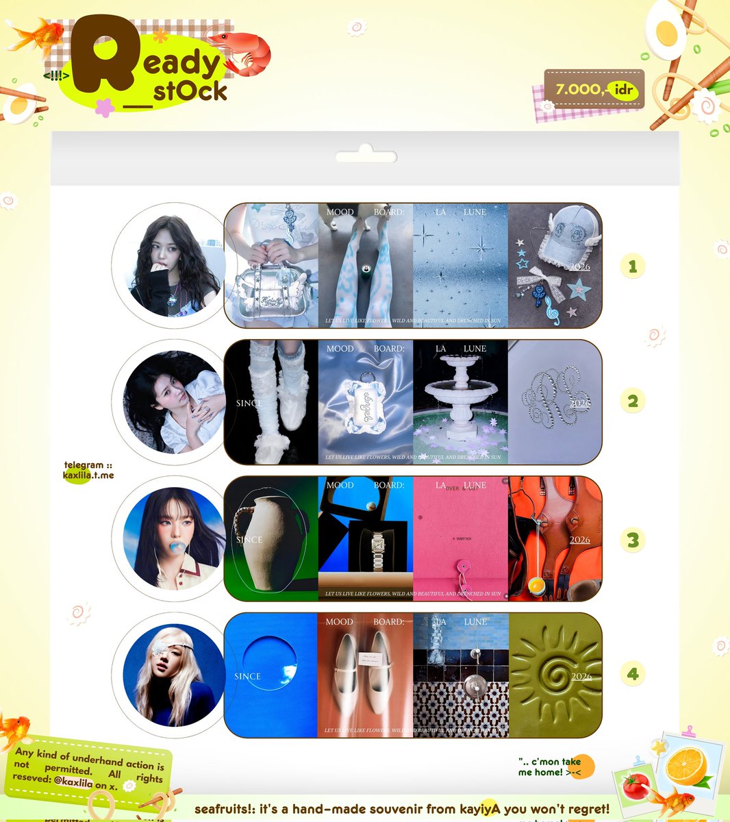 kaxlila's tweet image. mmm, help repost yaa timaaci!

yiya punya layout ready stock rs yujin, yeri, karina, rose, pharita, jennie, asa, dan rei di cini! bisa take melalui dm atau telegram yaa, jangan lupa mention mimacii :3 #zonauang