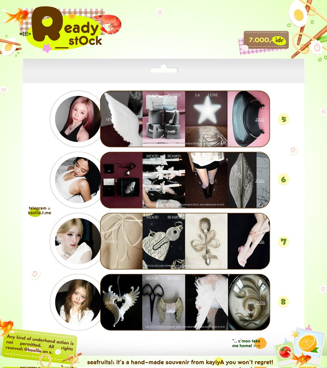 kaxlila's tweet image. mmm, help repost yaa timaaci!

yiya punya layout ready stock rs yujin, yeri, karina, rose, pharita, jennie, asa, dan rei di cini! bisa take melalui dm atau telegram yaa, jangan lupa mention mimacii :3 #zonauang