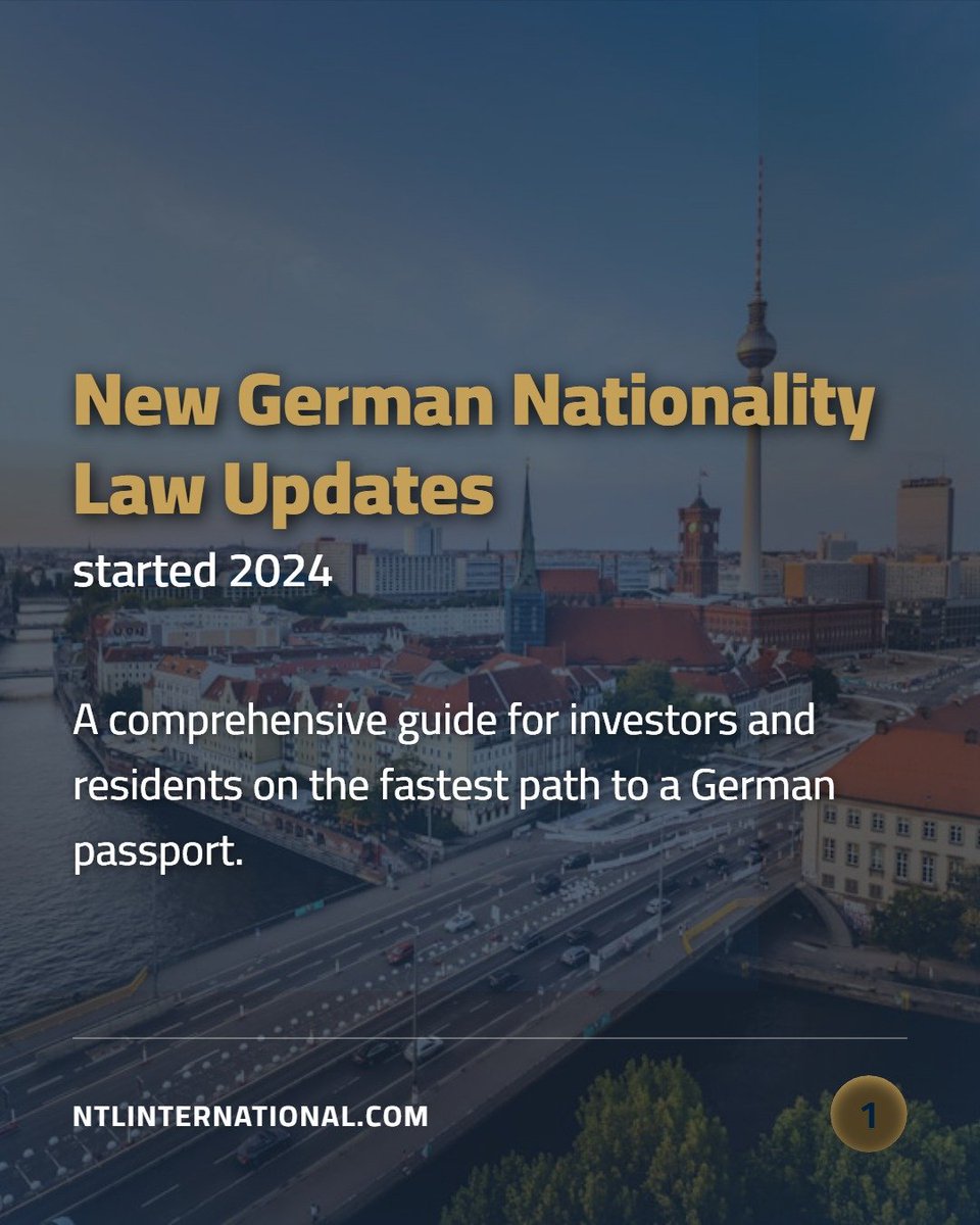 NTL_int's tweet photo. Strategic Updates: Germany's Modernized Nationality Act (StARModG) 2024.

#Germany #CitizenshipByInvestment #StARModG #GlobalMobility #InvestmentMigration #DualCitizenship #GermanLaw #NTLInternational #EuropeanResidence #WealthManagement #LegalCompliance https://t.co/PwFKTZmsqx