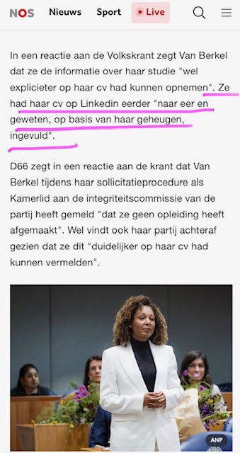 Als deze <a href="/D66/">D66</a> mevrouw ondanks haar leugens alsnog staatssecretaris van Financiën wordt stel ik voor dat we onze belastingaangifte in het vervolg ook 'naar eer en geweten op basis van het geheugen' indienen en dat de Belastingdienst daar niet moeilijk over doet. Okay, MP Jetten?