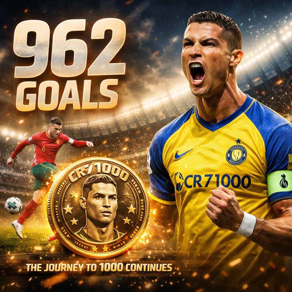 DAYI748909's tweet image. 962 goals and still writing history.
Cristiano Ronaldo keeps proving that greatness never stops.
From Madeira to the world stage, the journey to 1000 continues.
CR71000 represents the mentality of a champion.
#CR71000 #CR7 #Ronaldo #GOAT #962Goals #Football #Suiiiii