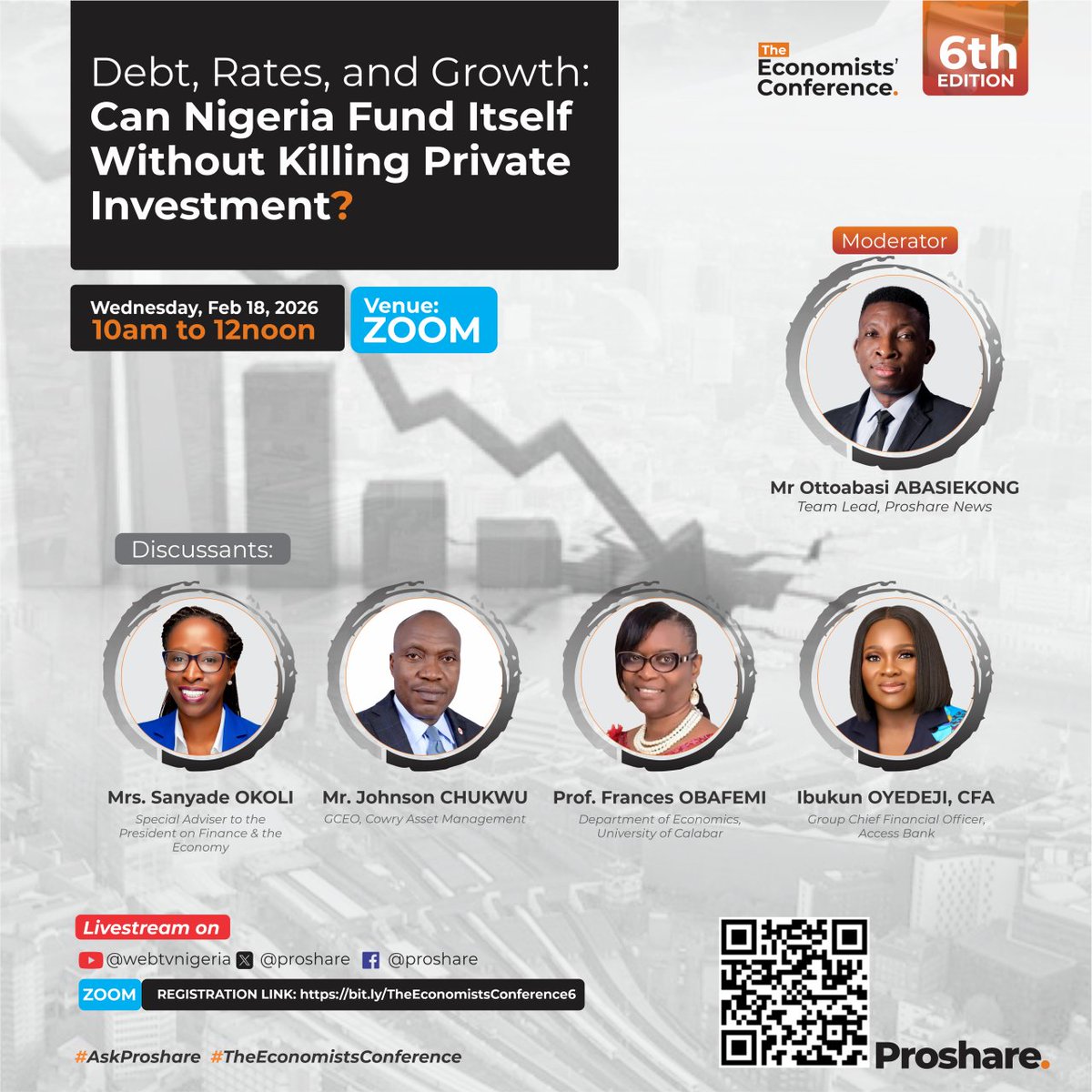 proshare's tweet photo. ⏳ 48 HOURS TO GO

The 6th Edition of The Economists’ Conference goes live this Wednesday.

If you care about investment, policy, and Nigeria’s growth outlook, this is for you.

Last chance to register: https://t.co/sORouVUgTp

#AskProshare
#TheEconomistsConference https://t.co/kmlbqCBThh