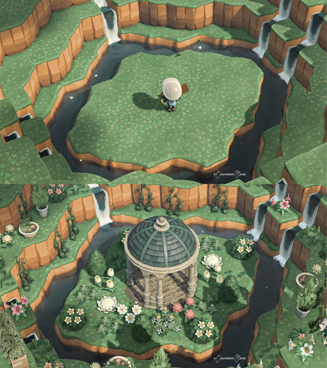 CinnamonSterew's tweet image. Sunken garden. 🌼 #acnh #AnimalCrossing