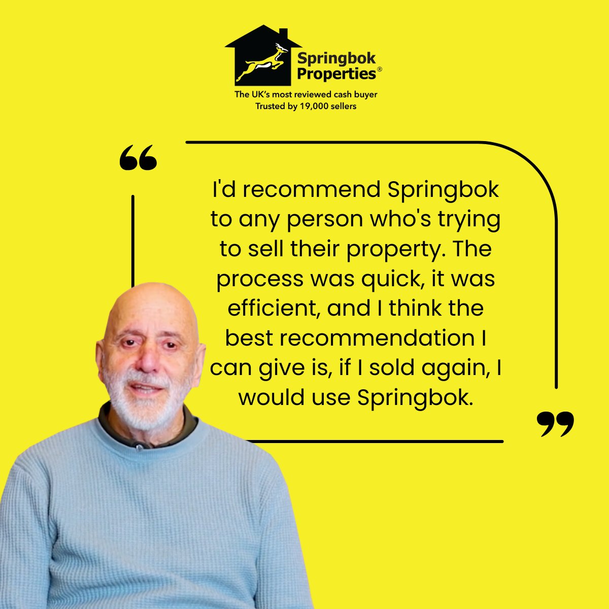 springbokprop's tweet photo. John found our process to be quick, efficient, and exactly as promised, so he’d use Springbok again. Watch John’s video here: https://t.co/wHIXnoH3bE
#HappyCustomer #CustomerRecommendation #QuickSale #EfficientProcess #SpringbokProperties https://t.co/4BEBS8WtAT