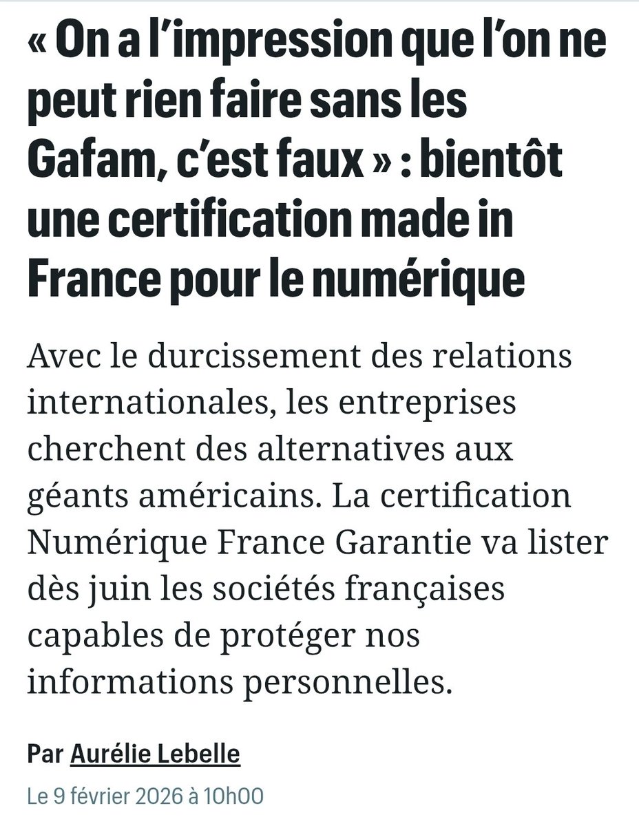 La certification Numérique France Garantie va lister dès juin les sociétés  françaises capables de protéger nos informations personnelles. 🍿

Le Président de la Fédération Française des Fuites de Données prend acte de cette nouvelle certification... Mais étant proactif, le