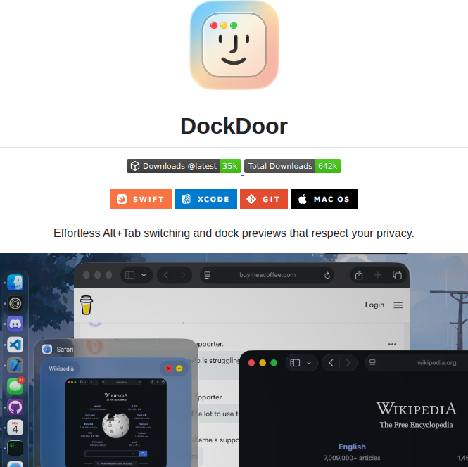 tom_doerr's tweet photo. Window previews and Alt-Tab switching for macOS

https://t.co/ktjGxNnIlO https://t.co/j10XdhohIt