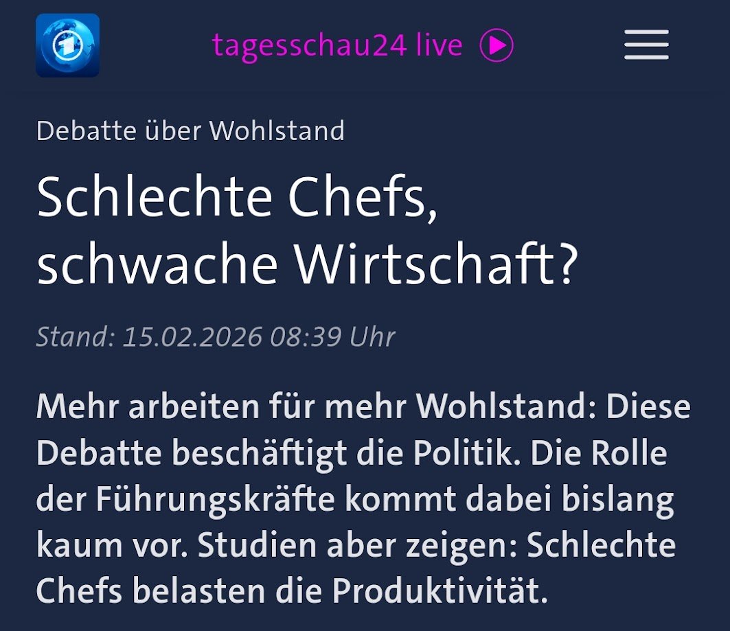 Darüber will die Union lieber nicht sprechen: Inkompetente Chefs kosten die deutsche Volkswirtschaft bis zu 113 Milliarden Euro jährlich. 
Während man über den Fachkräftemangel klagt, wird das vorhandene Potenzial durch schlechte Führung schlicht verbrannt.