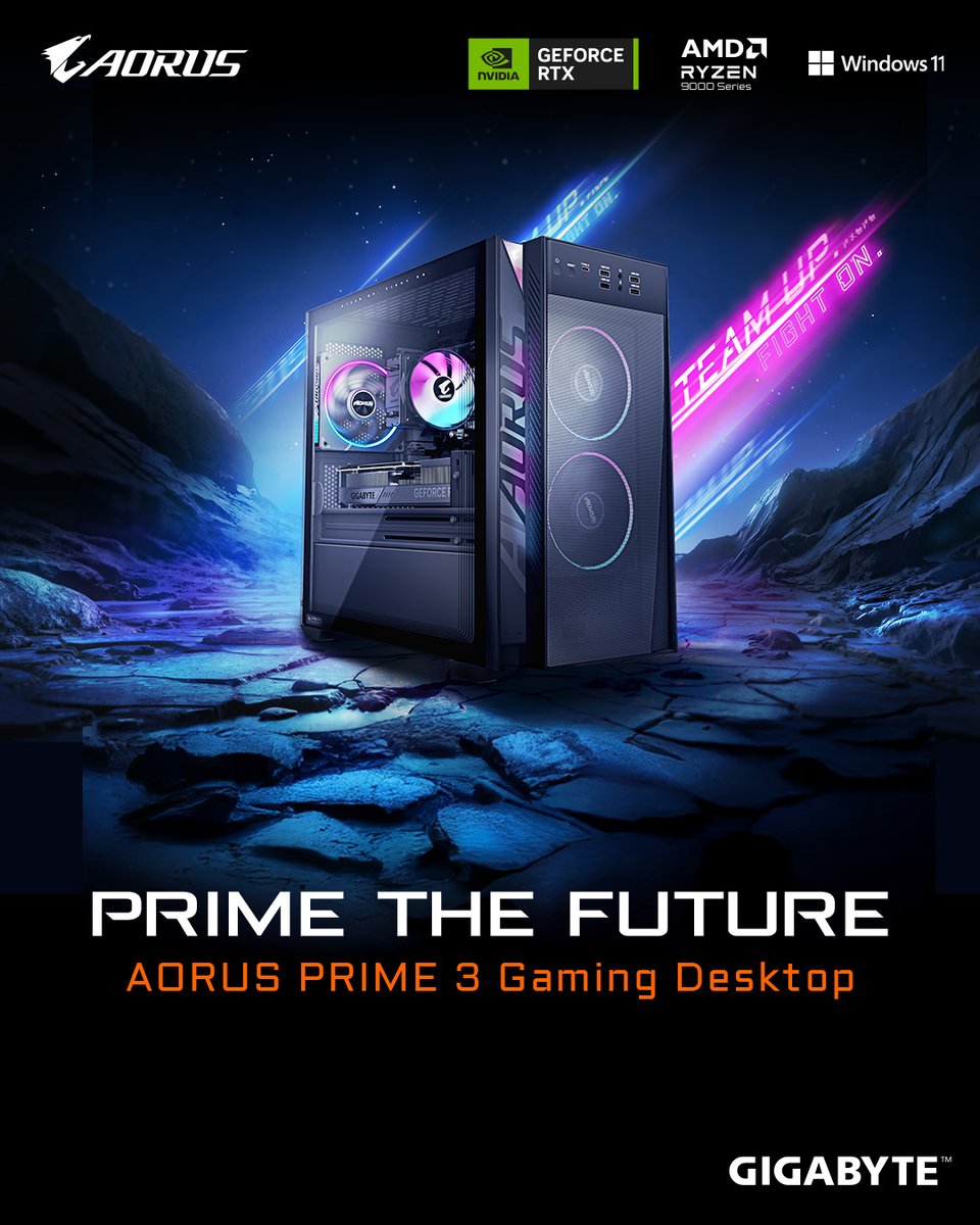 AORUS_JP's tweet image. ⚡️AORUS #PRIME3 で、セットアップを一気に加速。
箱から出してすぐ戦える、プラグ＆プレイ設計の完成型ゲーミングPC。🖥️

快適なゲーム体験も、安定したマルチタスクもこの1台で。
ストレスフリーに“次のプレイ”へ踏み出そう。

#GIGABYTE #AORUS #AMD #NVIDIA