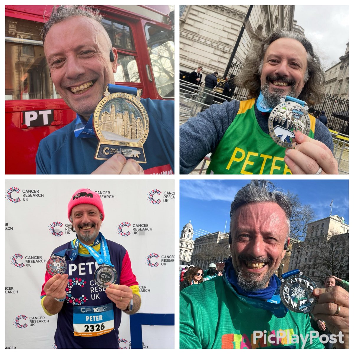 TheRunningEduc1's tweet photo. It’s #MedalMonday we braved the horrendous downpour yesterday @WinterRunUK for Cancer Research UK got round in a reasonable time to collect 2 medals. The volunteers were amazing. My 5th straight #WinterRun https://t.co/FJoozJ9iZK