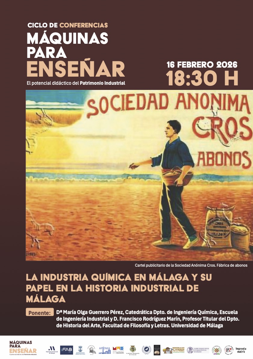 🏭Finalizamos los actos paralelos a la exposición "Máquinas para enseñar. El potencial didáctico del Patrimonio Industrial" con el acto de esta tarde en la Sociedad Económica de Amigos del País de Málaga. ¡Os esperamos!