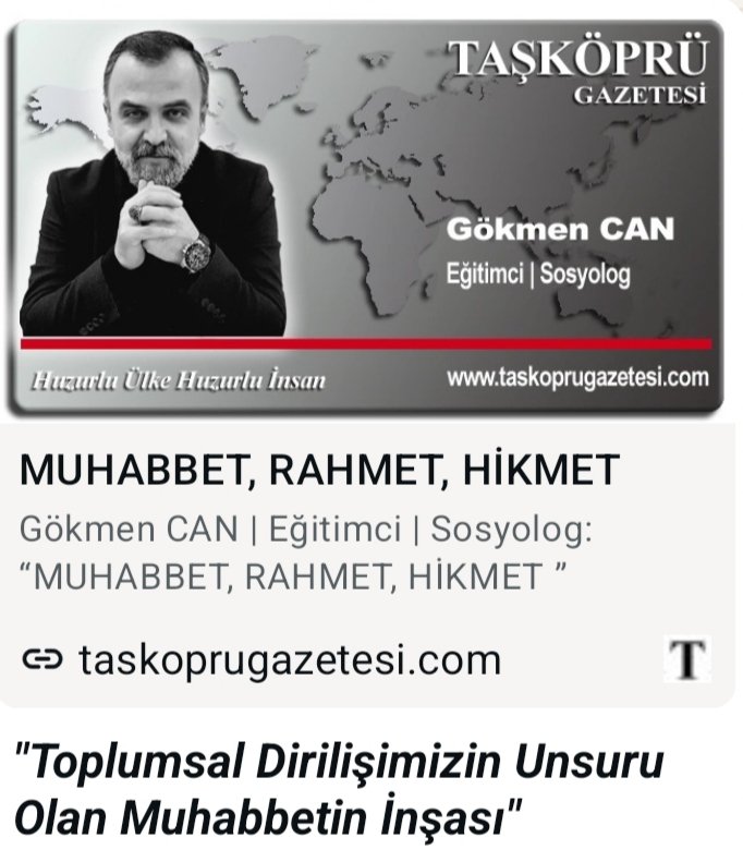 *_"Toplumsal Dirilişimizin Unsuru Olan Muhabbetin İnşası"_*
 taskoprugazetesi.com/yazarlar/gokme…