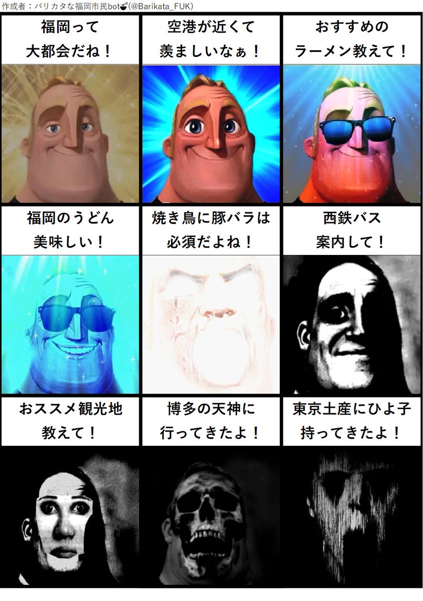 県外民に福岡の話をされたときのMr.インクレディブルの反応