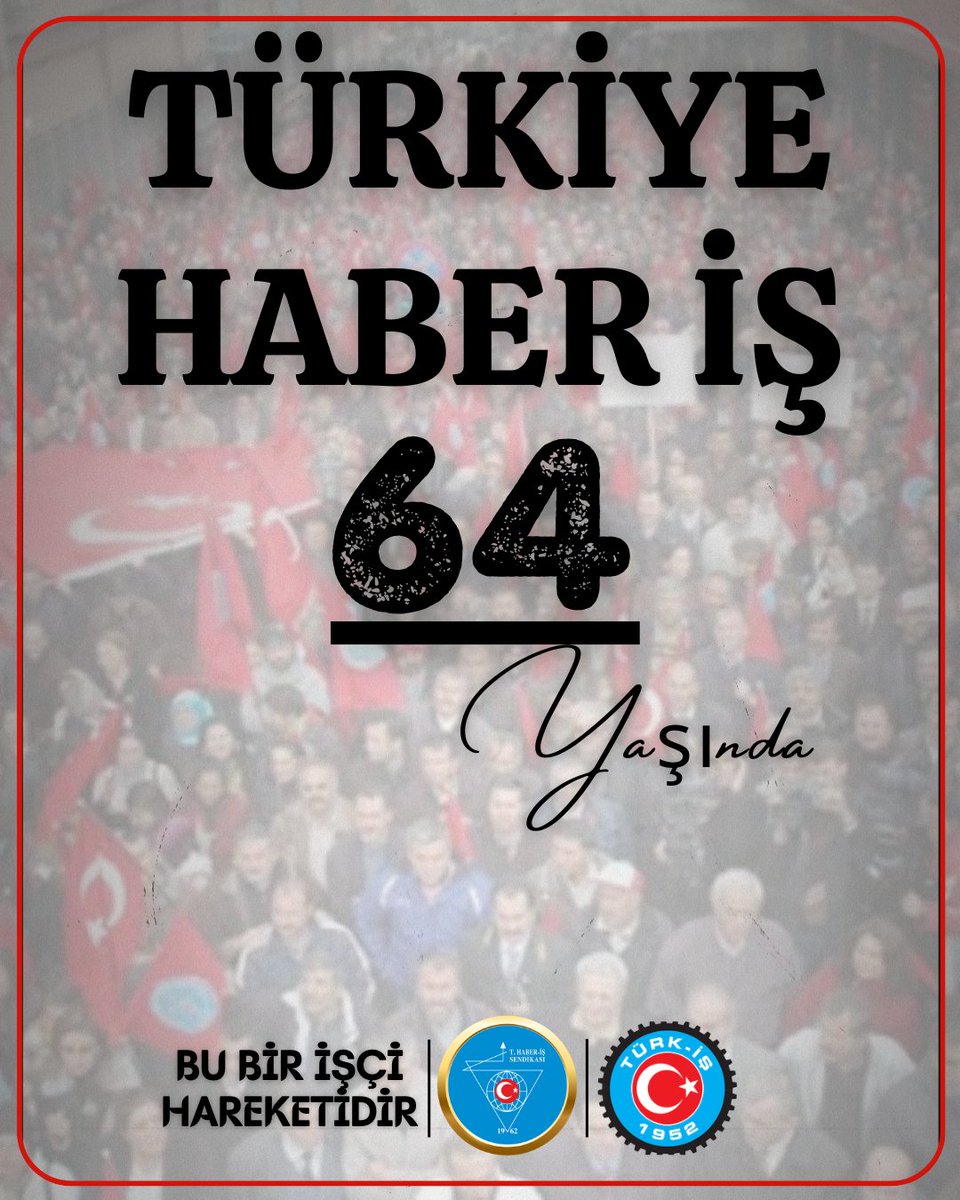 📌64 Yıldır İletişimde Emek, Mücadelede Birlik

Takvimler 16 Şubat 1962 yılını gösterirken, büyük bir inanç ve kararlılıkla kurulan Türkiye Haber-İş Sendikamız; 64. kuruluş yılına, üyelerinden aldığı güç, emekten yana duruşu ve onurlu mücadelesiyle emin adımlarla yürümektedir.