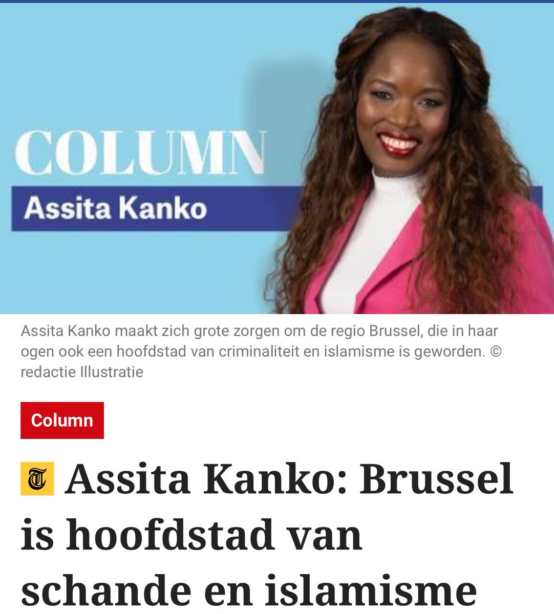 Brussel is een hoofdstad van criminaliteit en islamisme geworden waar de wet van de grootste profiteur regeert en wordt stilaan een sociaal en economisch kerkhof. Het is niet voor niets dat zoveel mensen uit de middenklasse de stad verlaten.⬇️

<a href="/telegraaf/">De Telegraaf</a> telegraaf.nl/opinie/assita-…
