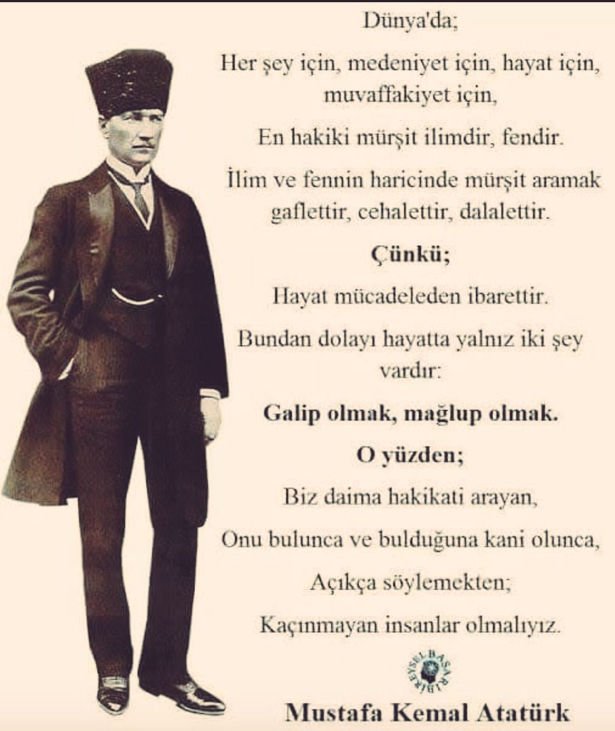 Devletin içine düştüğü yıkılış ve
çöküş uçurumunun derinliğini
ve dehşetini göremeyen zavallılar,
doğal olarak ciddi ve gerçek çözüm yolunu görmemek için
gözlerini yumarlar.
Çünkü o gerçek çare, kendilerini
daha çok korkutur..!!!

Mustafa Kemal ATATÜRK 🇹🇷