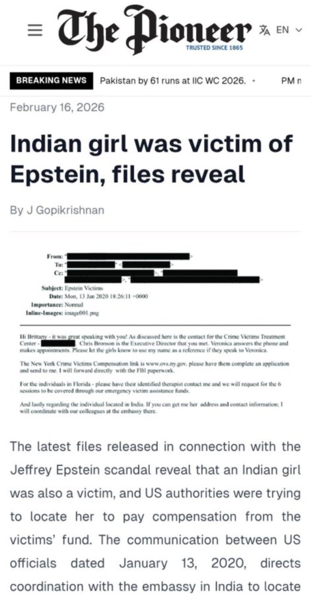 So <a href="/DrSJaishankar/">Dr. S. Jaishankar</a> officially knew (&amp; if the matter was escalated then the <a href="/PMOIndia/">PMO India</a> knew) in 2020, that one Indian Girl was an Epstein victim. 

And <a href="/HardeepSPuri/">Hardeep Singh Puri</a> still makes light of the matter?