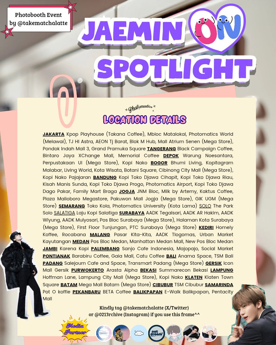 ✨️𝙅𝙖𝙚𝙢𝙞𝙣 𝙊𝙉 𝙎𝙥𝙤𝙩𝙡𝙞𝙜𝙝𝙩 ★*☆♪

Celebrating Jaemin's comeback as Actor &amp; new Sub-Unit — Photobooth Event by <a href="/takematchalatte/">ochi</a>

📍<a href="/photomaticsid/">Si paling narsis</a>
🗓22-28 Feb, 2026

Capture your moment &amp; tag <a href="/takematchalatte/">ochi</a> with #JaeminOnSpotlight 🩷📸