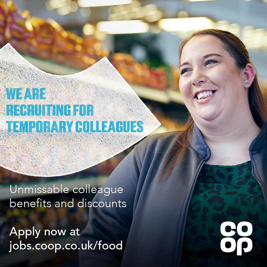 📣 <a href="/coopuk/">Co-op</a> are recruiting temporary colleagues in-store!
👋 Team Member roles available.
✅ Step into a role to work in an organisation that does right by you and get up to 30% Co-op discount.
📲 coop.uk/2OCZcPI
