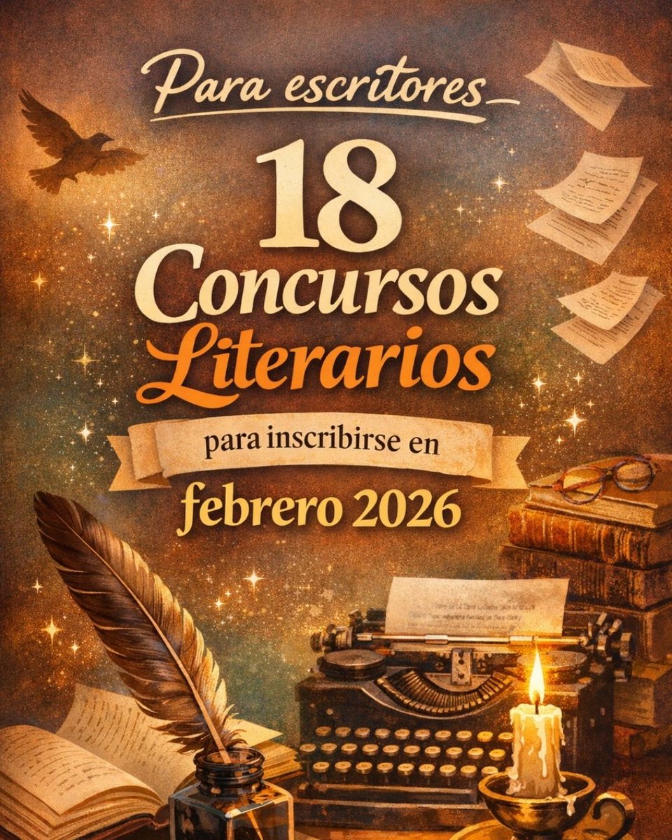 ServEditorial's tweet image. ✍️ Para #escritores. Si estás escribiendo relato, cuento, poesía o novela, aquí tienes concursos literarios para participar en febrero de 2026.

📚Oportunidades reales con premios, visibilidad y, en algunos casos, publicación.
 
👉 instagram.com/p/DUfcvmfFV76/

#concurso #escribir