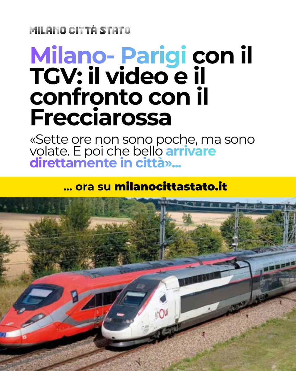 Avete già provato ad andare a Parigi con l'alta velocità? Il video e il confronto tra TGV e Frecciarossa ora su milanocittastato.it/grande-milano/… ⬇️