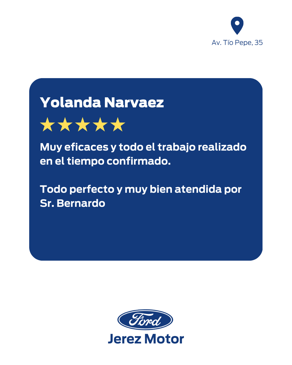 JerezMotor's tweet photo. Encantados de tener clientes así. 💙🚗

Que destaques la rapidez y la atención recibida nos hace seguir dando lo mejor cada día. 🙌

Gracias por compartir tu experiencia.

#Ford #FordJerez #Reseña #ClientesFelices #Jerez https://t.co/iurV7va7xl