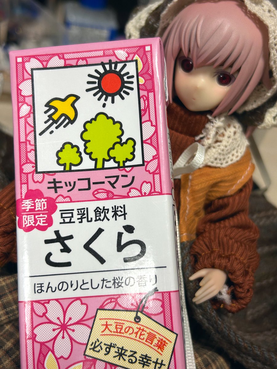 あんまり豆乳好きくないんだけど気になって買ってきた🌸
雪見だいふく桜風味って感じの味。
美味しい✌️