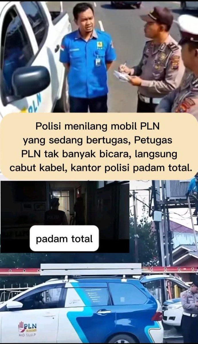 Karma instan, polisi dapat lawan yang seimbang. Xixixix 

Mantap pak PLN, tak banyak bicara tapi langsung kasih paham. 🔥🔥