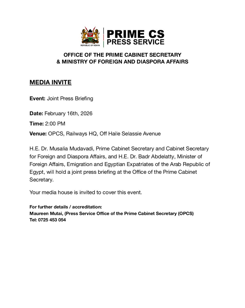 OfficePCS_KE's tweet photo. MEDIA INVITE https://t.co/pJF90XNZha