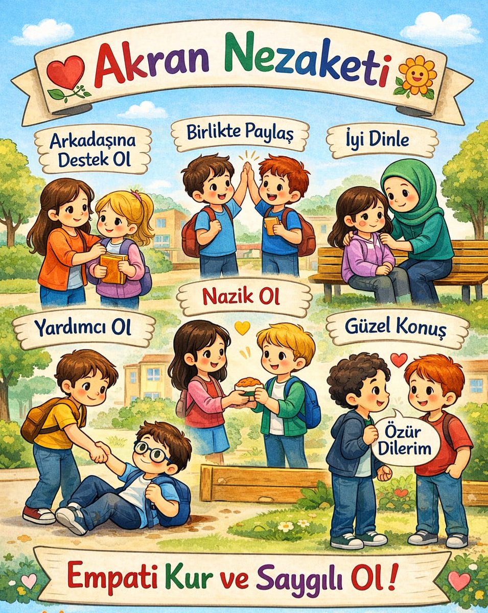 Yeni haftaya başlarken tüm öğrencilerimizi;
arkadaşına saygı duyan, empatiyi önceleyen, farklılıkları zenginlik olarak gören ve iyiliği çoğaltan bir bilinçle hareket etmeye davet ediyorum.
Unutmayalım; akran nezaketi bir tercih değil, güçlü bir karakterin en zarif yansımasıdır.