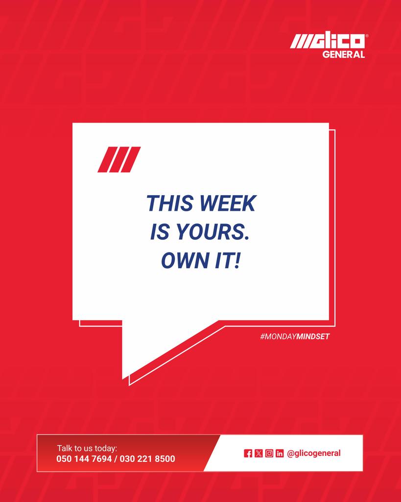 Glicogeneral's tweet image. This week, show up with purpose and move with confidence. And as you build, make sure what you’re building is secure.

At GLICO General, we’re here to help you grow boldly and live confidently.

#MondayMindset #BuildWithConfidence #GLICOGeneral
