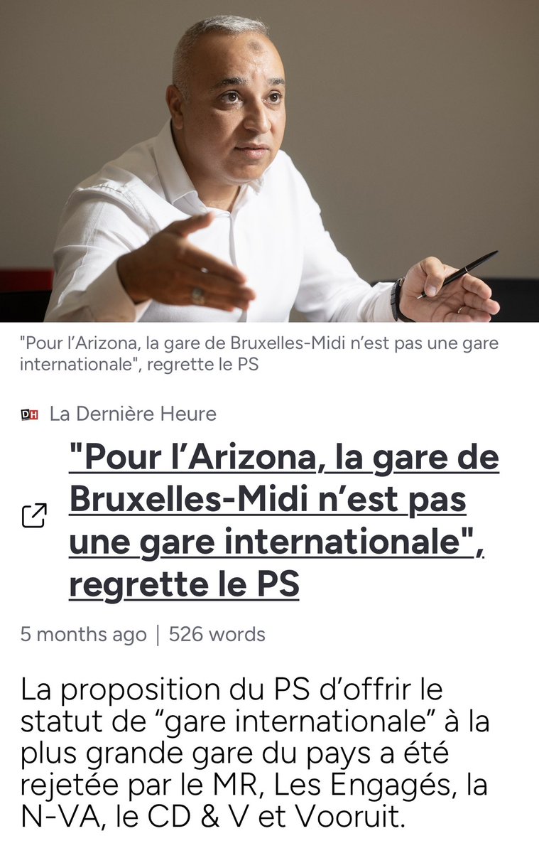 Merci <a href="/AhmedLaaouej/">Ahmed Laaouej</a> pour les moyens obtenus pour nos gares.
Au Fédéral, la majorité a rejeté ma résolution visant à donner un véritable statut international à la Gare du Midi. Aujourd’hui, des investissements arrivent enfin. Passer des paroles aux actes, c’est ça notre engagement